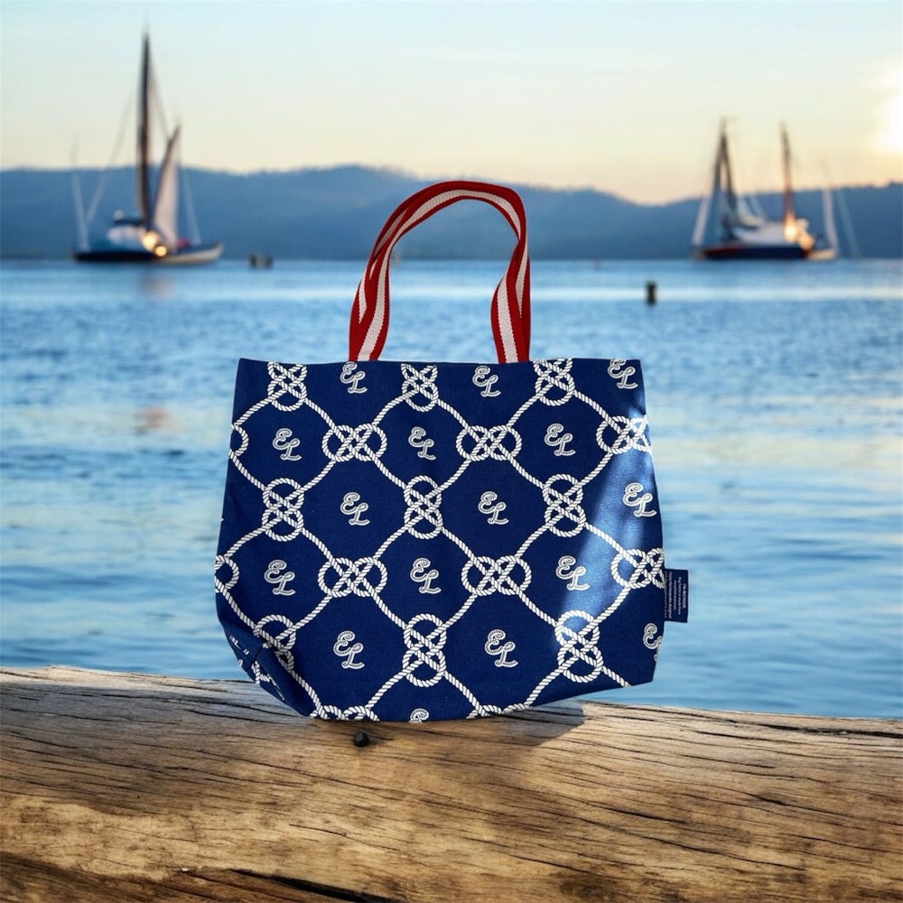 Estee Lauder Nautical Canva Bag With Rope Design Summer Coastal Cruise Vacation - Picture 4 of 4